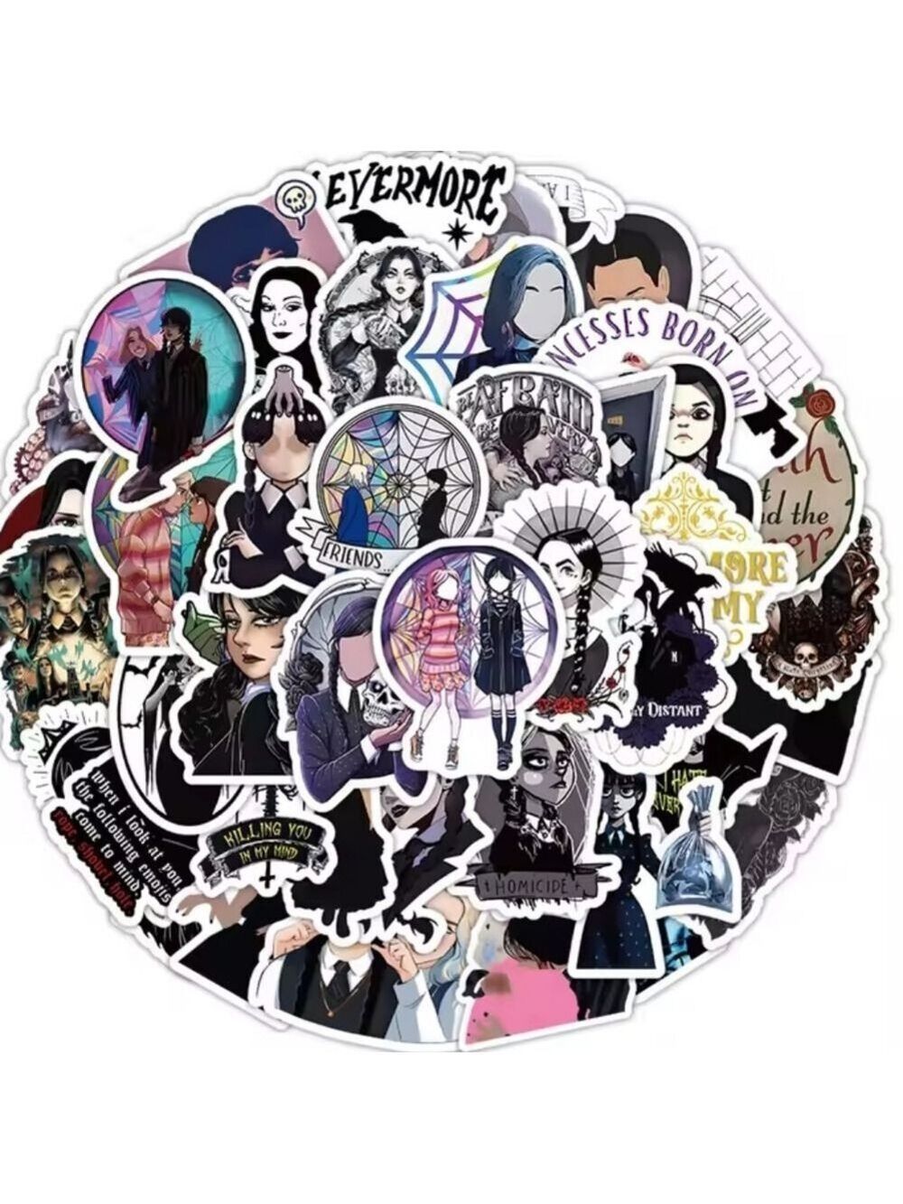 2/$10  25 Piece Wednesday Gothic Sticker Pack